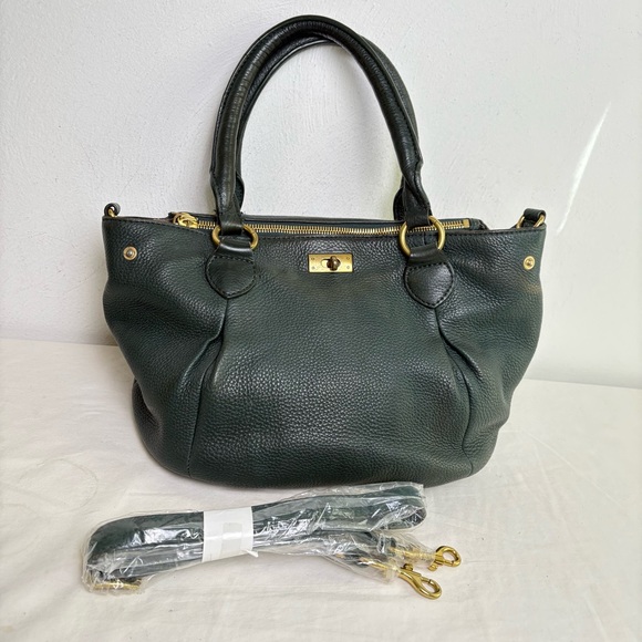 J. Crew Handbags - J. CREW Forest Green Pebbled Leather Brampton Hobo Satchel Crossbody Bag Purse